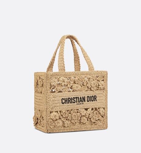 Small Dior Book Tote Natural Raffia (26.5 x 22 x 14 cm) 